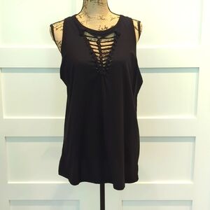 Black Lace-Up Tank Top